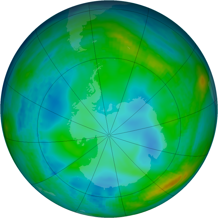 Antarctic ozone map for 06 June 1991